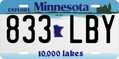 MN license plate 833LBY