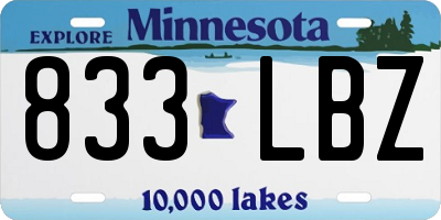 MN license plate 833LBZ