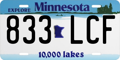 MN license plate 833LCF