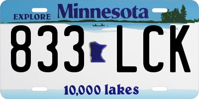MN license plate 833LCK