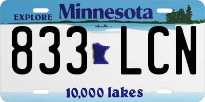 MN license plate 833LCN