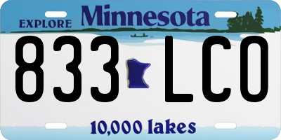 MN license plate 833LCO