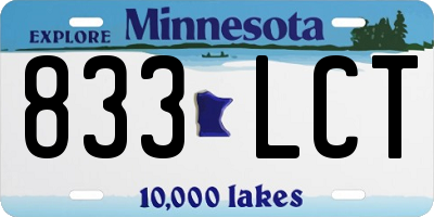 MN license plate 833LCT