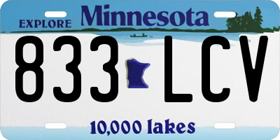 MN license plate 833LCV