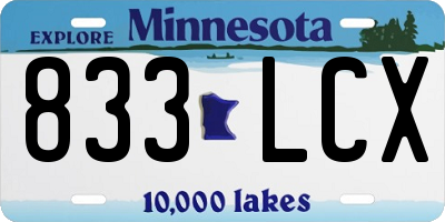 MN license plate 833LCX