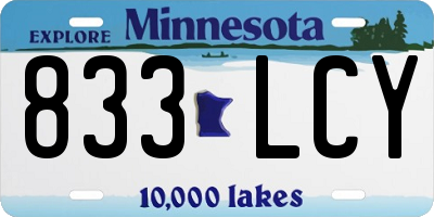 MN license plate 833LCY