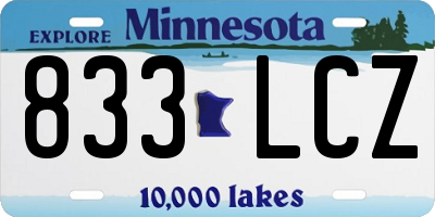 MN license plate 833LCZ