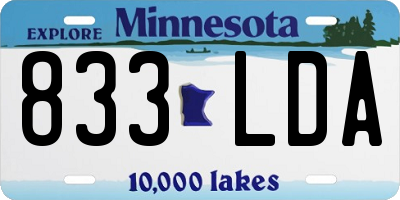MN license plate 833LDA