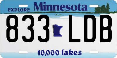 MN license plate 833LDB