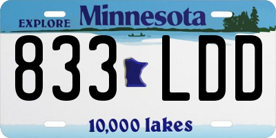 MN license plate 833LDD