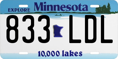 MN license plate 833LDL