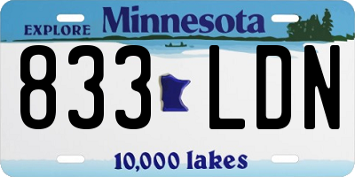 MN license plate 833LDN