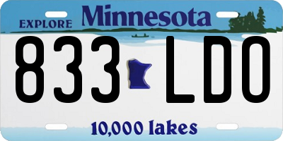 MN license plate 833LDO