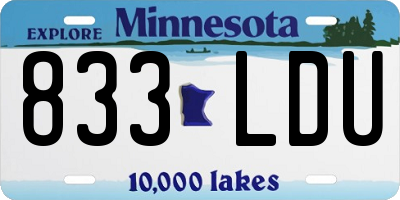 MN license plate 833LDU