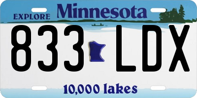 MN license plate 833LDX