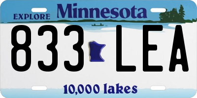 MN license plate 833LEA