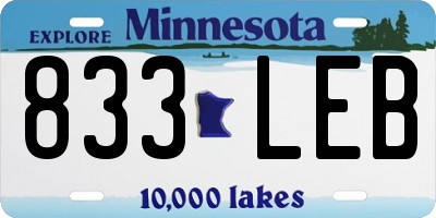 MN license plate 833LEB