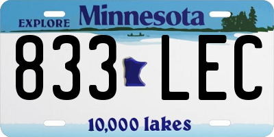 MN license plate 833LEC