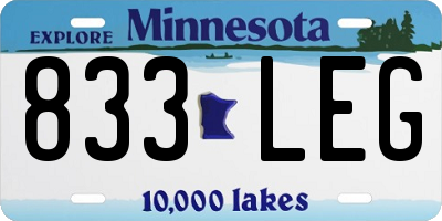 MN license plate 833LEG