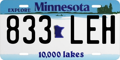 MN license plate 833LEH