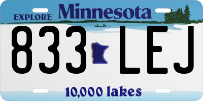 MN license plate 833LEJ