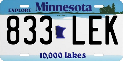 MN license plate 833LEK