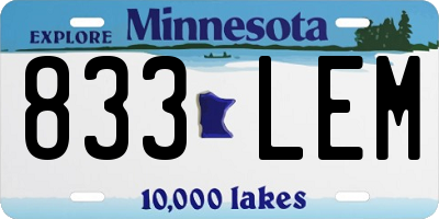 MN license plate 833LEM