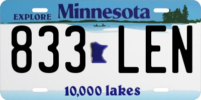 MN license plate 833LEN
