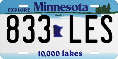 MN license plate 833LES