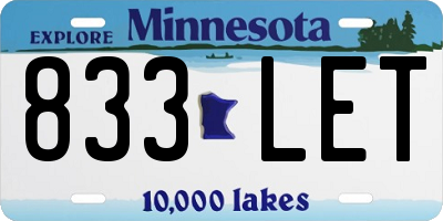 MN license plate 833LET