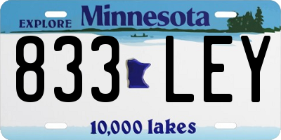 MN license plate 833LEY