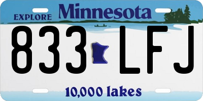 MN license plate 833LFJ