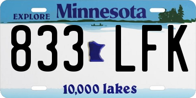 MN license plate 833LFK