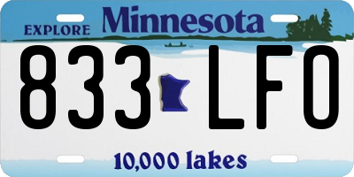 MN license plate 833LFO
