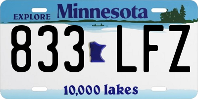MN license plate 833LFZ