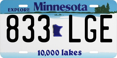 MN license plate 833LGE