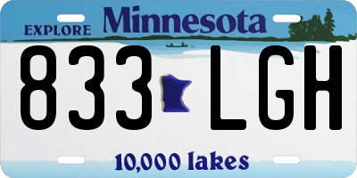 MN license plate 833LGH