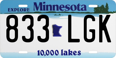 MN license plate 833LGK