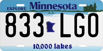 MN license plate 833LGO