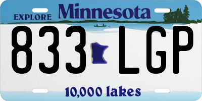 MN license plate 833LGP