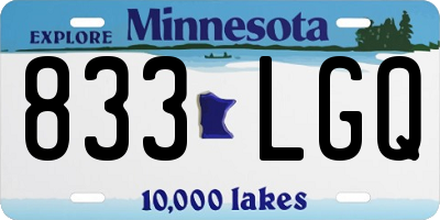 MN license plate 833LGQ