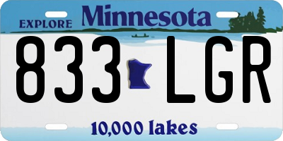 MN license plate 833LGR