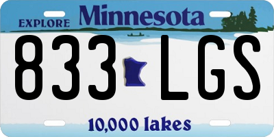 MN license plate 833LGS