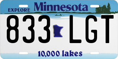 MN license plate 833LGT