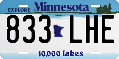 MN license plate 833LHE