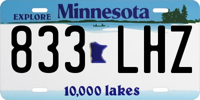 MN license plate 833LHZ