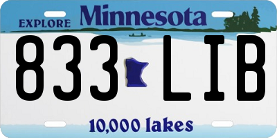 MN license plate 833LIB