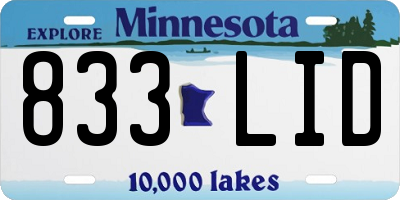 MN license plate 833LID
