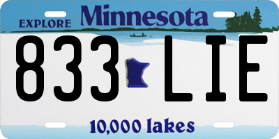 MN license plate 833LIE