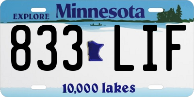 MN license plate 833LIF